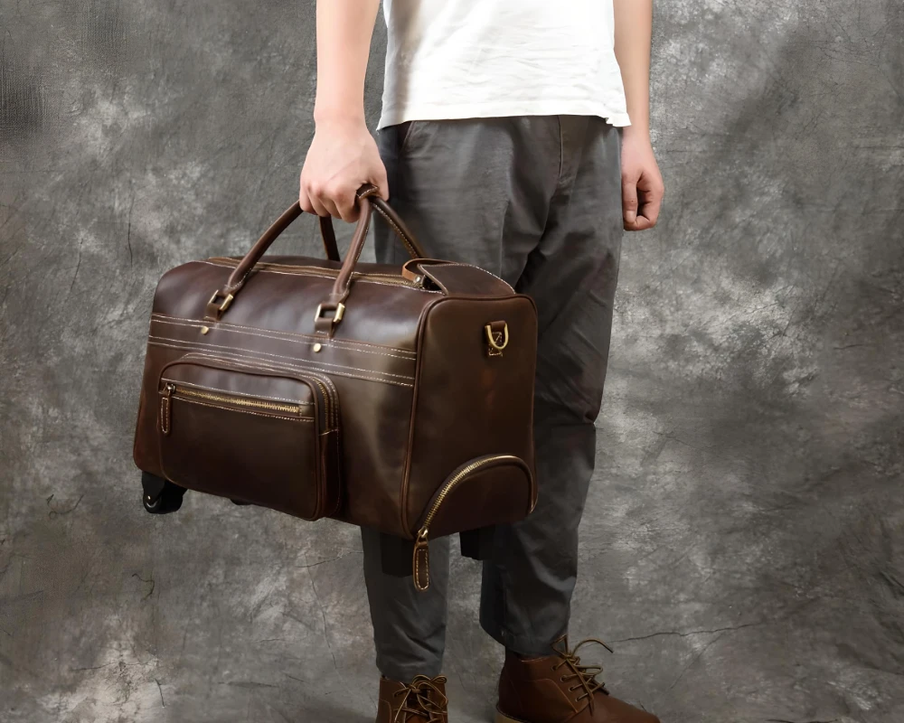 leather carry on suitcase